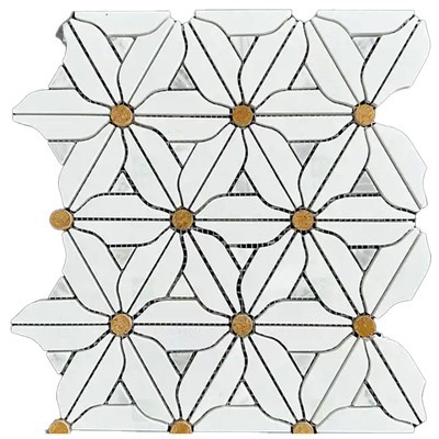 Fehér márvány virágmozaik