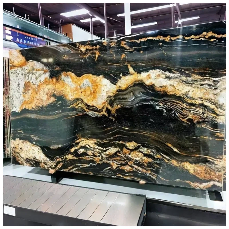 Titanium Gold Black Granite Slabs